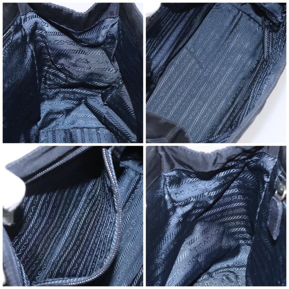 PRADA Hand Bag Nylon Navy Gold Auth JB052 - Picture 16 of 16